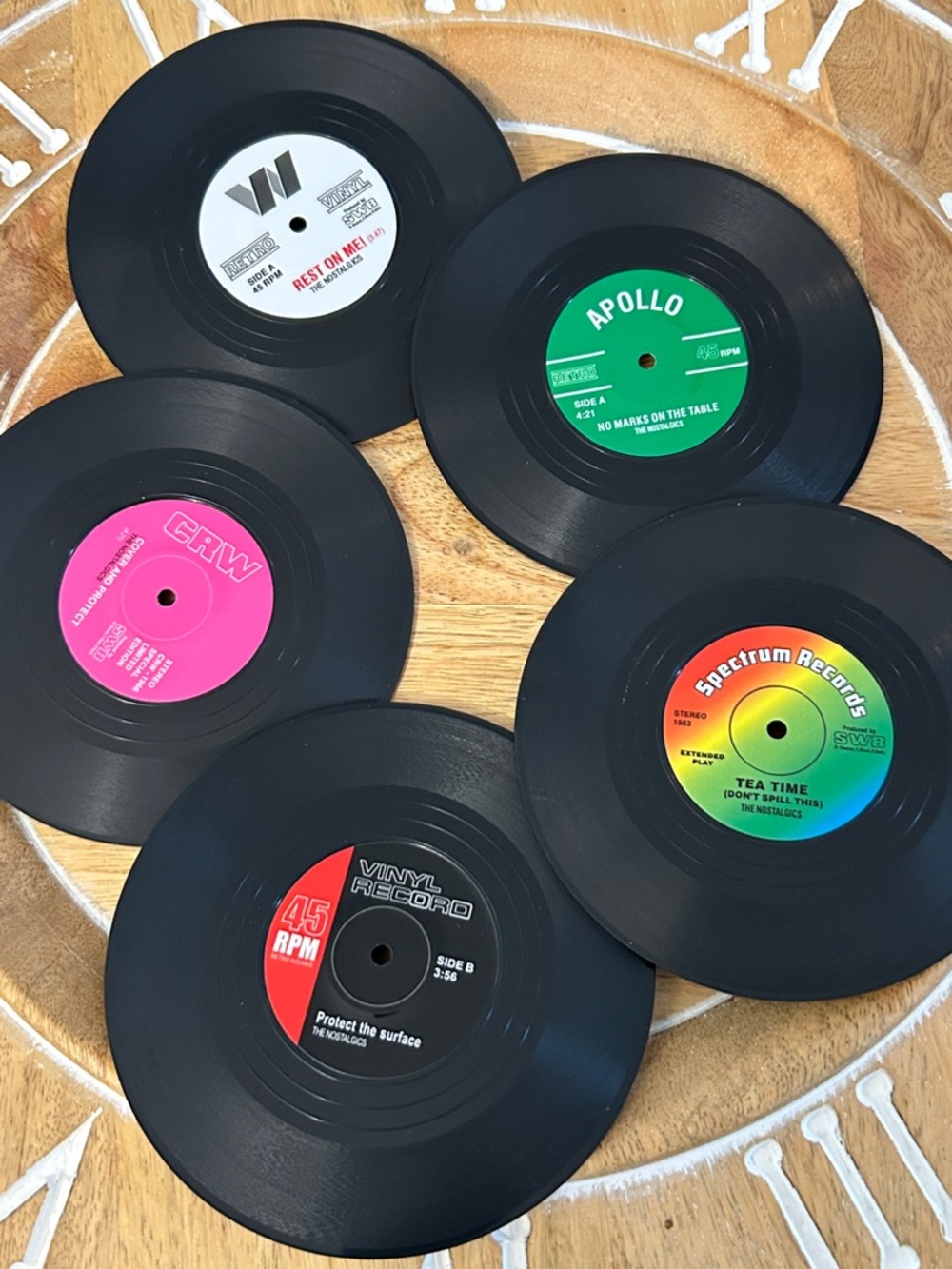 Black Vinyl Record Coaster Set NEW protect the Surface, Rest on Me “song” titles
